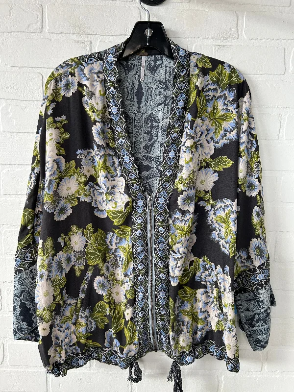 women's tops with unique designsTop Long Sleeve By Free People In Floral Print, Size: Xs