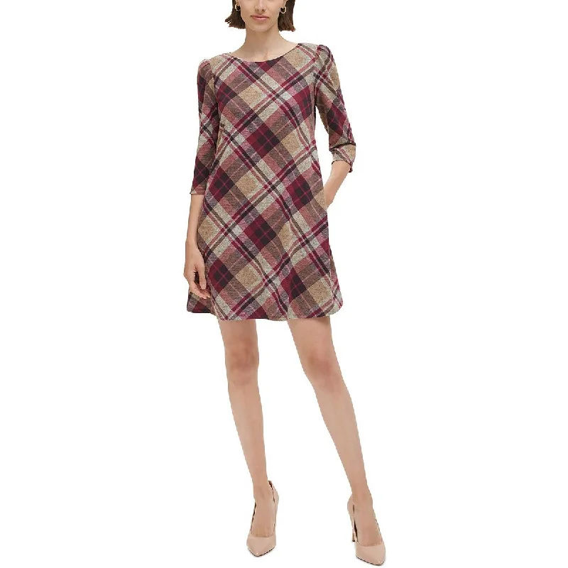 Denim DressJessica Howard Womens Plaid Work day wear Mini Dress