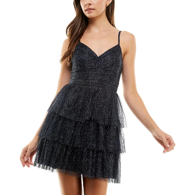 Beaded DressCity Studios Womens Juniors Party Mini Fit & Flare Dress