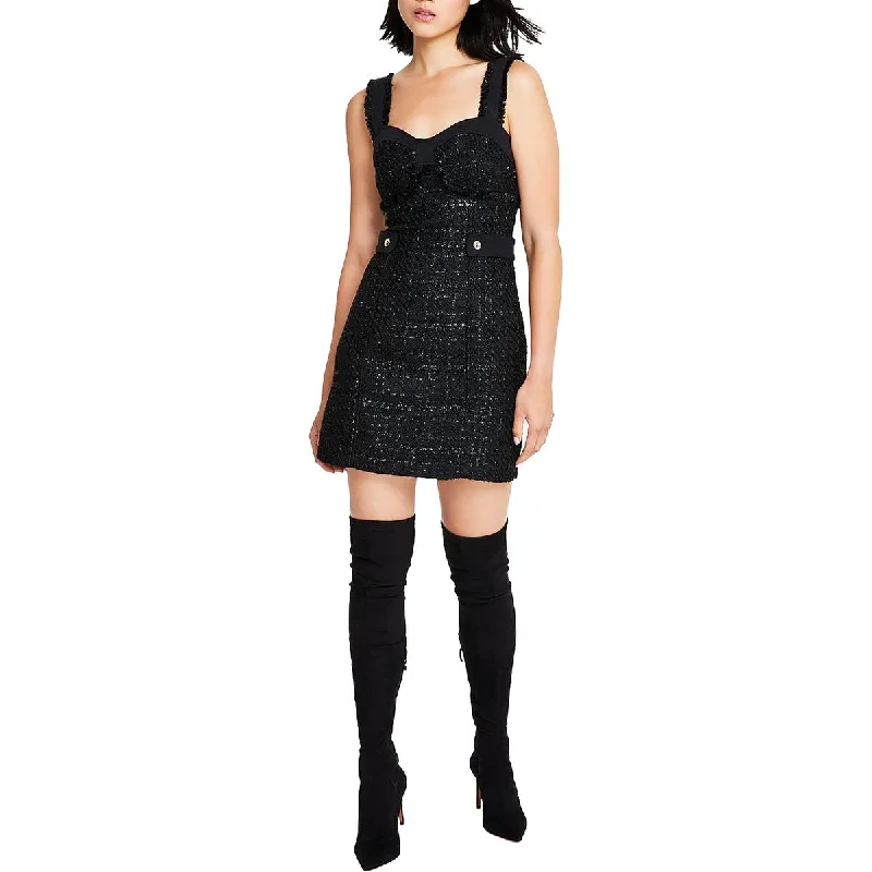 women's pear-shaped body dressesGuess Womens Tweed Metallic Mini Dress