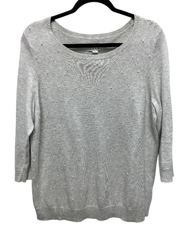 silk women's topsTop Long Sleeve By Elle In Grey, Size: L