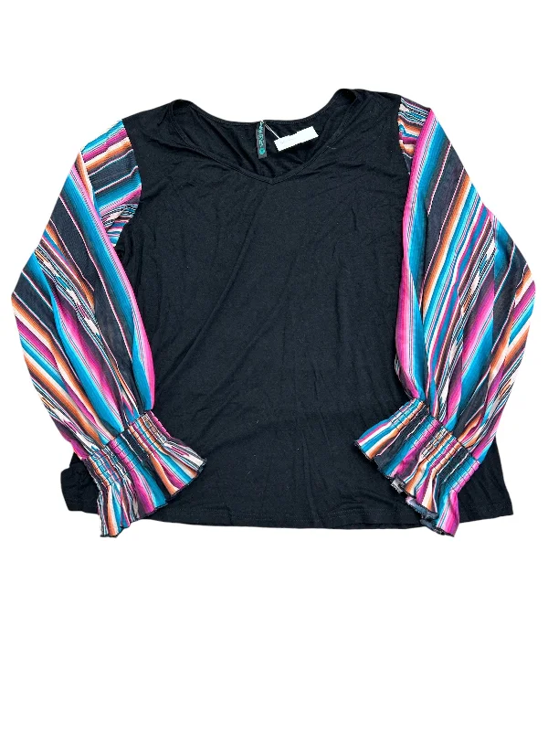 women's tops with lace-up frontsTop Long Sleeve By Cmc In Multi-colored, Size: Xl