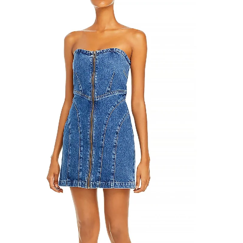 Bow-Tie DressGRLFRND Womens Isabella Denim Cut-Out Mini Dress