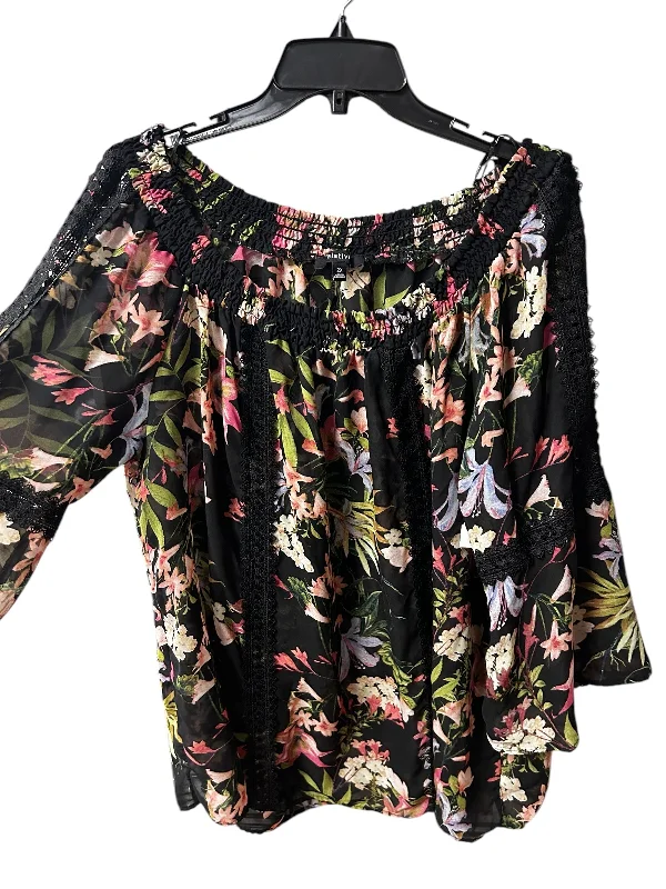 women's tops for those who want to create outfits that are both trendy and timelessTop Long Sleeve By Relativity In Floral Print, Size: 2x