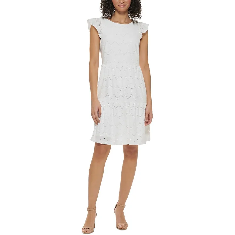 Organza DressJessica Howard Womens Petites Tiered Eyelet Mini Dress