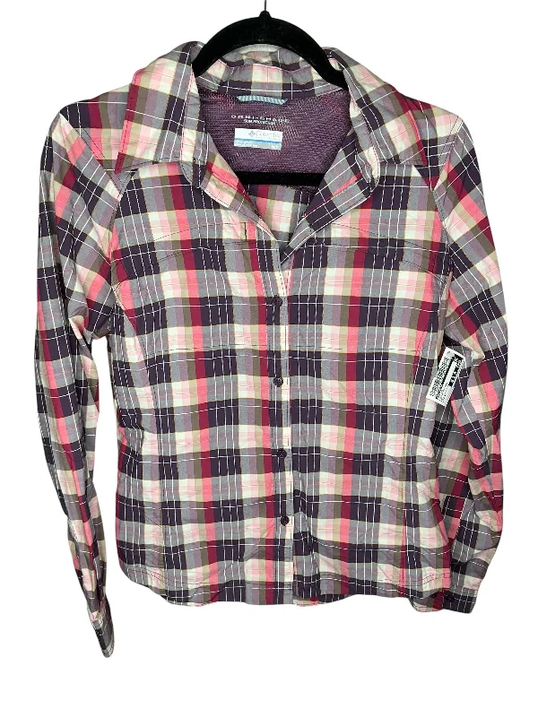 women's tops with sheer overlaysTop Long Sleeve By Columbia In Plaid Pattern, Size: M