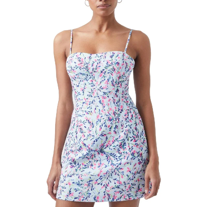 Denim DressFrench Connection Womens Floral Tie Back Mini Dress