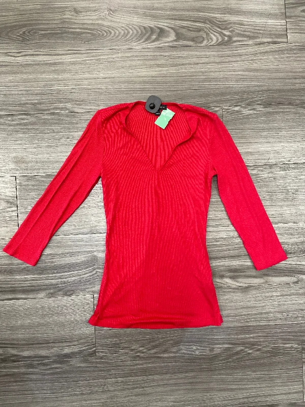 women's tops with embroidery detailsTop Long Sleeve By Inc In Red, Size: M