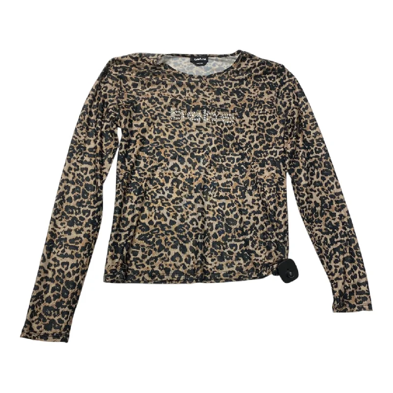 women's tops with bell sleevesTop Long Sleeve By Bebe In Animal Print, Size: L