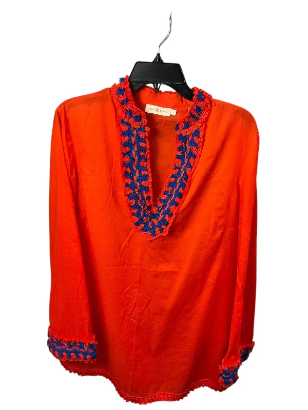 women's tops for those who want to wear pieces that are both functional and fashionableTop Long Sleeve Designer By Tory Burch In Orange, Size: 12