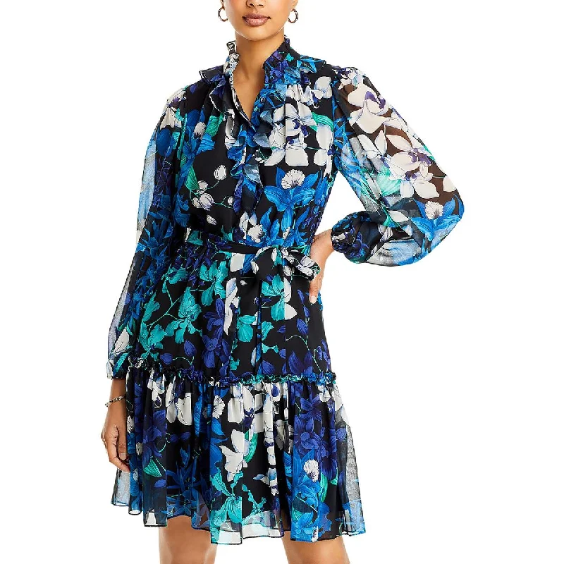 Cold-Shoulder DressKobi Halperin Womens Paisley Floral Print Ruffled Mini Dress