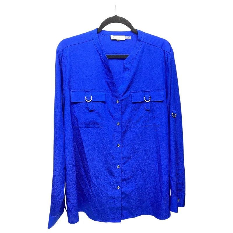 women's tops for vintage fashion enthusiastsTop Long Sleeve By Calvin Klein In Blue, Size: Xl