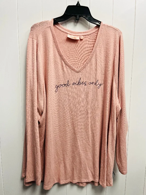 women's tops for those who want to elevate their everyday wear with chic and elegant piecesTop Long Sleeve By Evri In Pink, Size: 2x