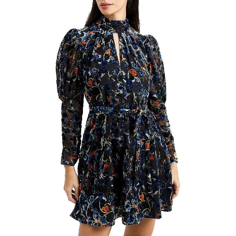 women's silk dressesFrench Connection Womens Avery Velvet Floral Mini Dress