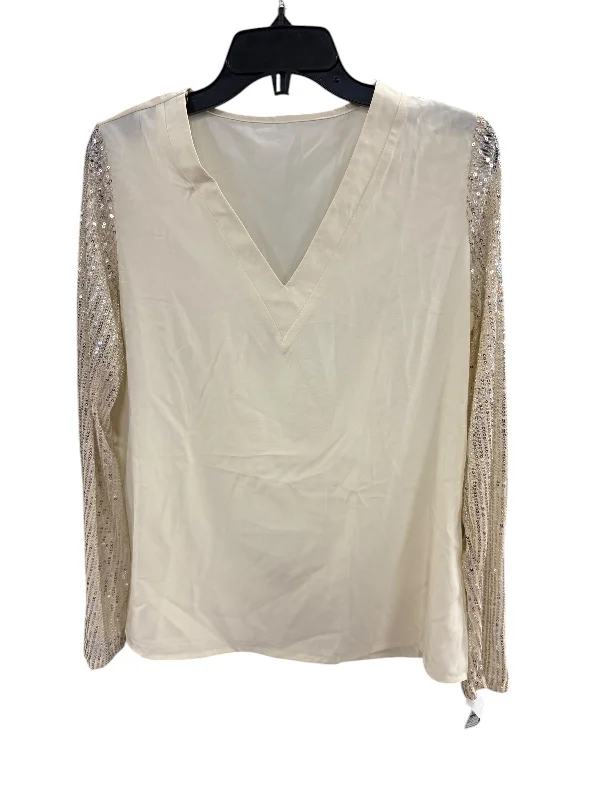 women's tops for those who love to dress up their casual looks with stylish topsTop Long Sleeve By Cmf In Gold, Size: L