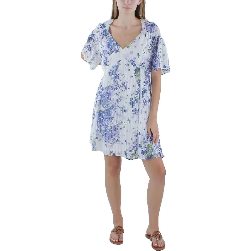 Jersey DressGabby Skye Womens Floral Print Chiffon Mini Dress