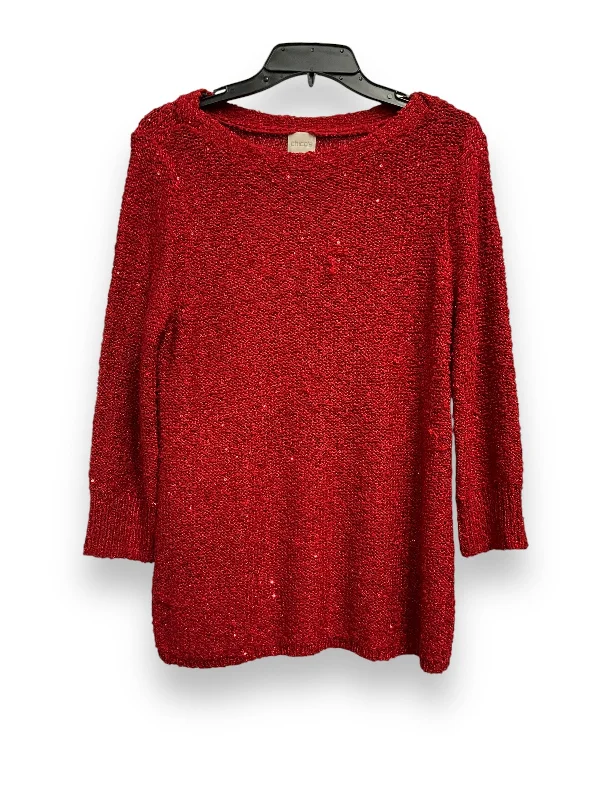 women's tops with cold-shoulder cuts and lace detailingTop Long Sleeve By Chicos In Red, Size: M