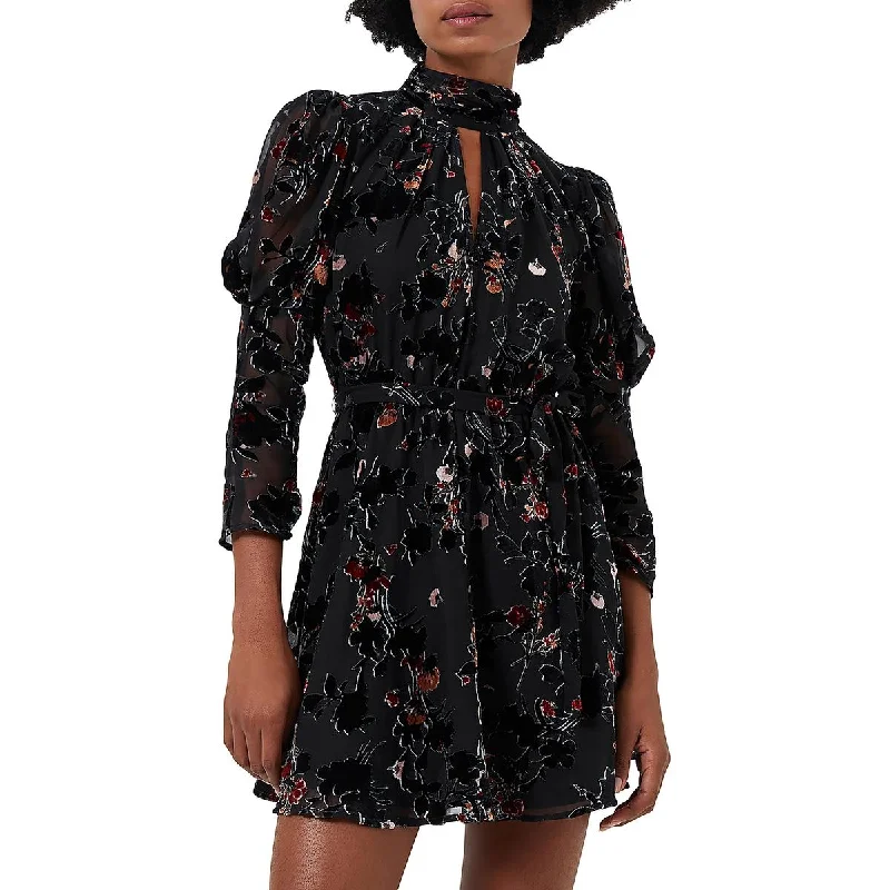 women's bell-sleeved dressesFrench Connection Womens Burnout Floral Print Mini Dress