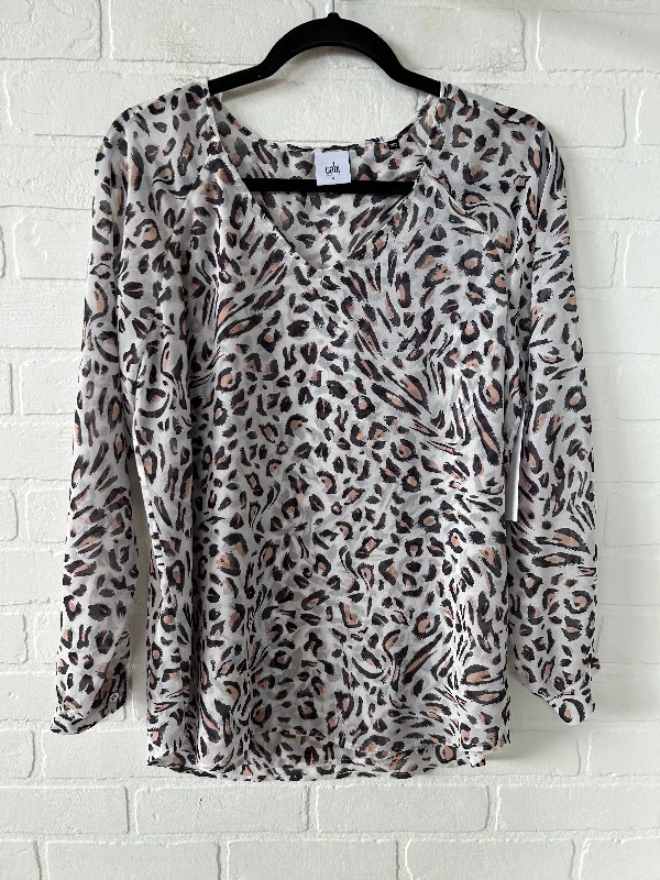 striped women's topsTop Long Sleeve By Cabi In Animal Print, Size: S