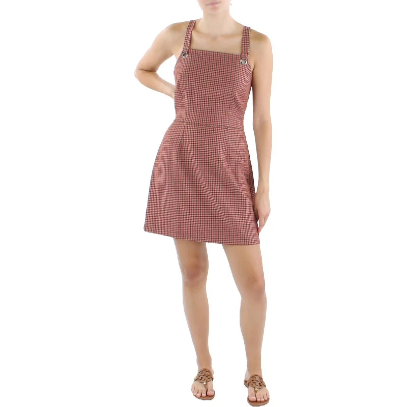 Casual DressKingston Grey Womens Juniors Checkered Overalls Mini Dress