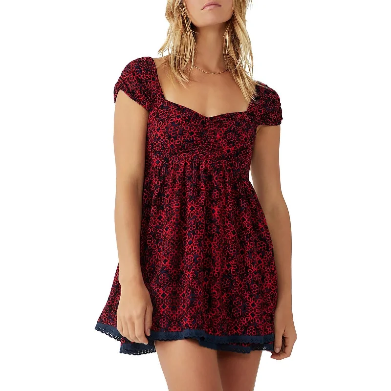 Petite DressFree People Womens Tabitha Printed Short Mini Dress