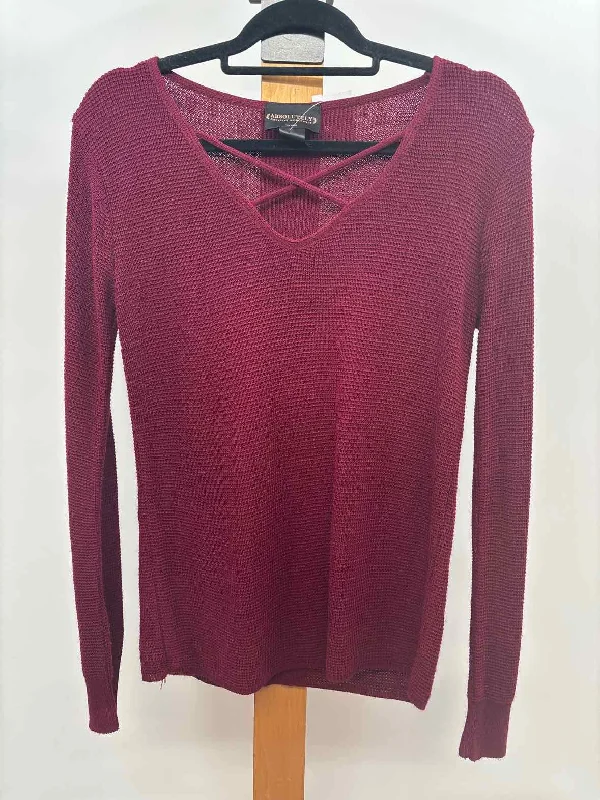 women's tops for cozy nights inAbsolutely Women's Size S Wine Textured Long Sleeve Shirt