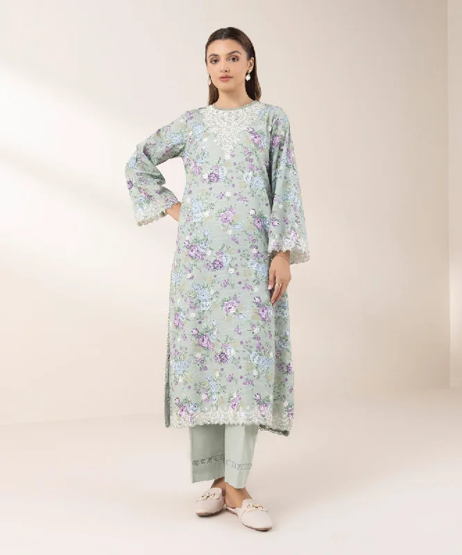 affordable women's topsEmbroidered Khaddar Shirt