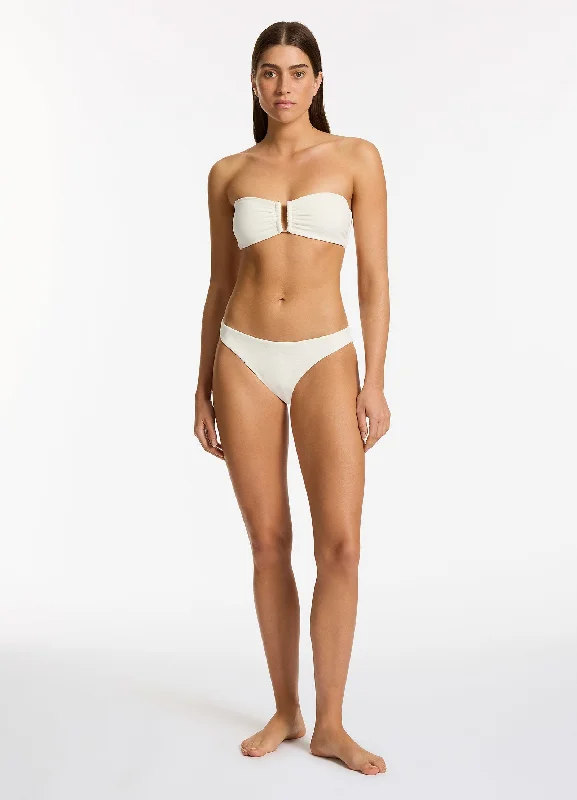 Ruffled Female SwimwearIsla Rib Hipster Bikini Bottom - Cream