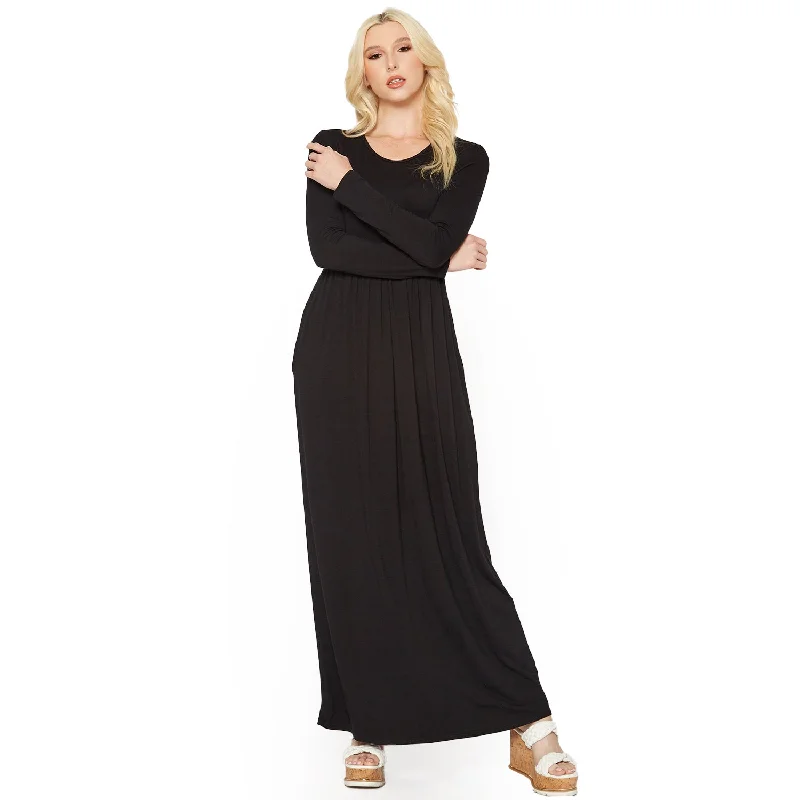 Glitter DressWomen's Basic Long Sleeve Fit & Flare Maxi Dress