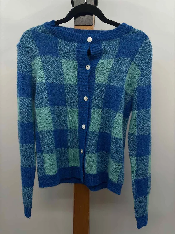 women's tops with cinched waistsLove & Harmony Women's Size L Blue Checkered Cardigan