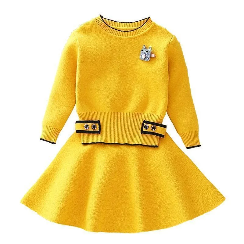 Girls Clothing Sets Kids Knitted Suits Long Sleeve