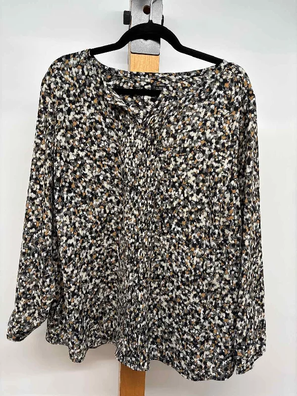 women's tops for those who prefer classic over trendy stylesTalbots Women's Size 2XP Black Splotch Long Sleeve Shirt