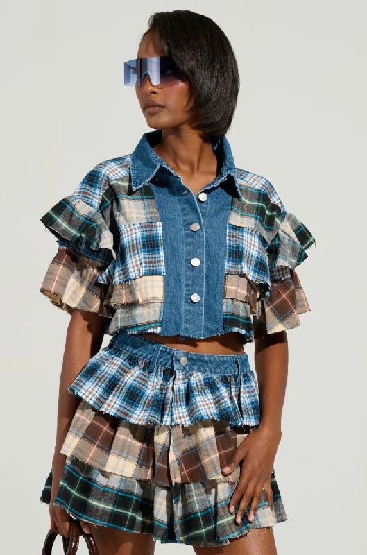 OVERRATED PLAID BUTTON DOWN BLOUSE