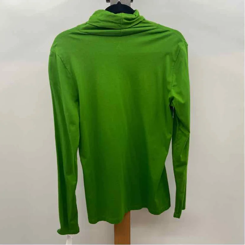 women's tops with cold-shoulder cuts and lace detailingLands End Women's Size M Green Solid Long Sleeve Shirt