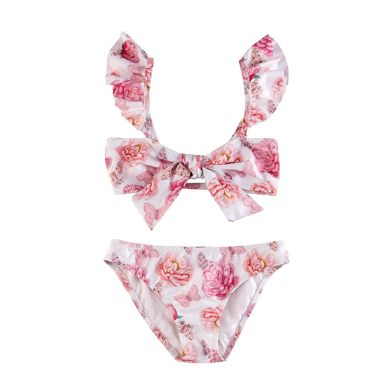 Chlorine-Resistant Female SwimwearGIRL'S TIE KNOT BIKINI ROMANTIC