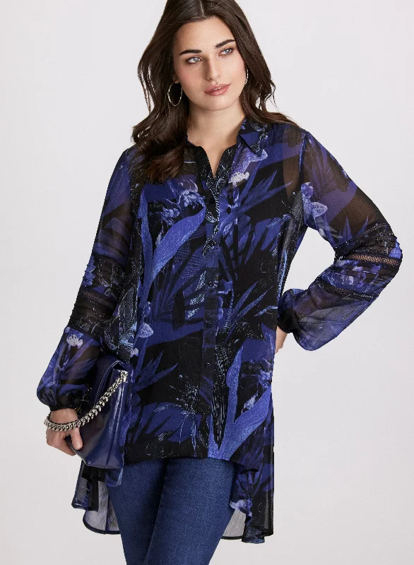 women's tops for picnics in the parkTropical Button-Down Blouse