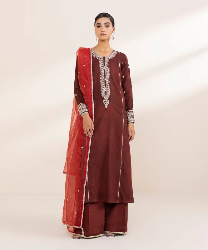 women's tops for those who want to invest in timeless pieces3 Piece - Embroidered Raw Silk Suit