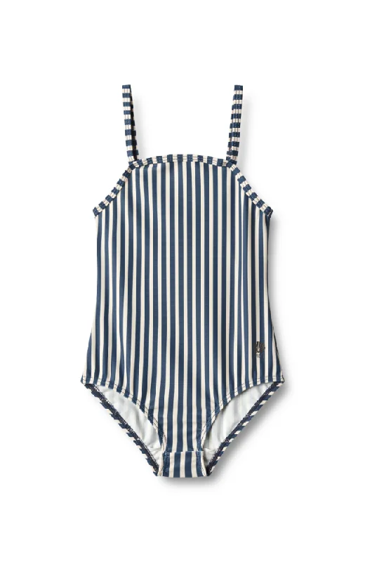 Tall Female SwimwearSwimsuit Manon - Indigo stripe