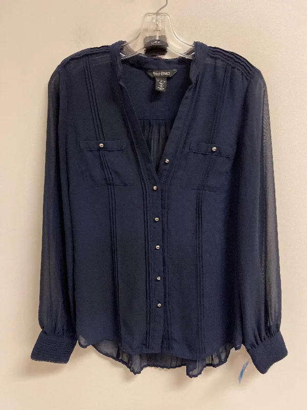 women's tops for those who want to create outfits that are both unique and memorableBlouse Long Sleeve By White House Black Market In Navy, Size: S