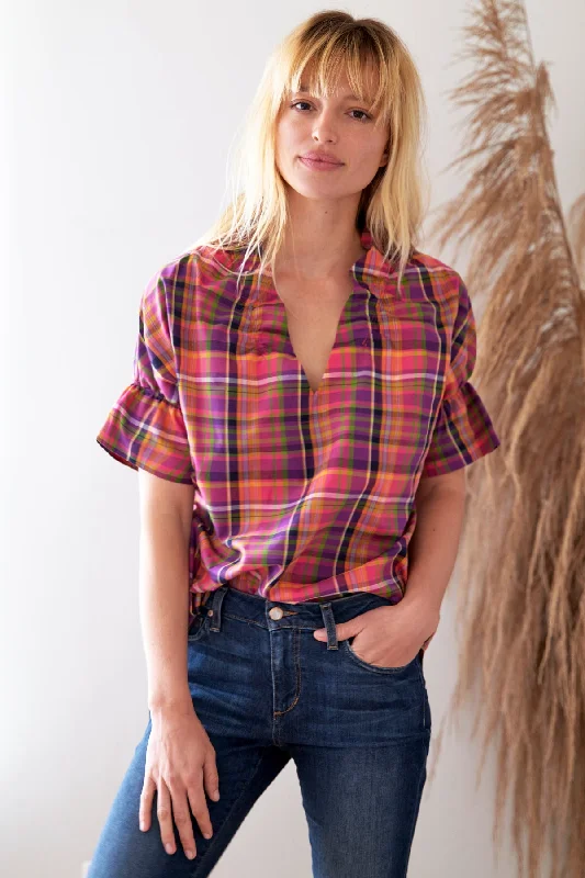 women's tops for those who want to elevate their everyday wear with chic and elegant piecesCrosby Shirt Purple Autumn Plaid