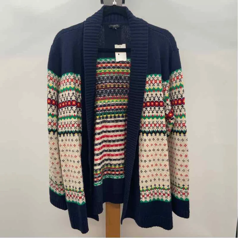 women's tops for fashion-conscious professionalsTalbots Women's Size XLP Navy Fair Isle Cardigan