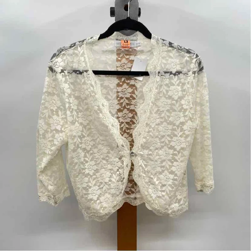 elegant women's topsBeta's Choice Women's Size M Cream Lace Cardigan