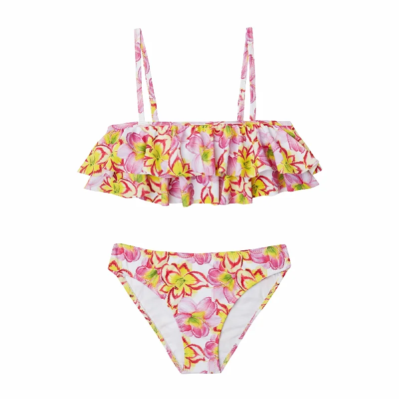 Sweetheart Female SwimwearGIRL'S DOUBLE RUFFLED BIKINI YELLOW LILIES