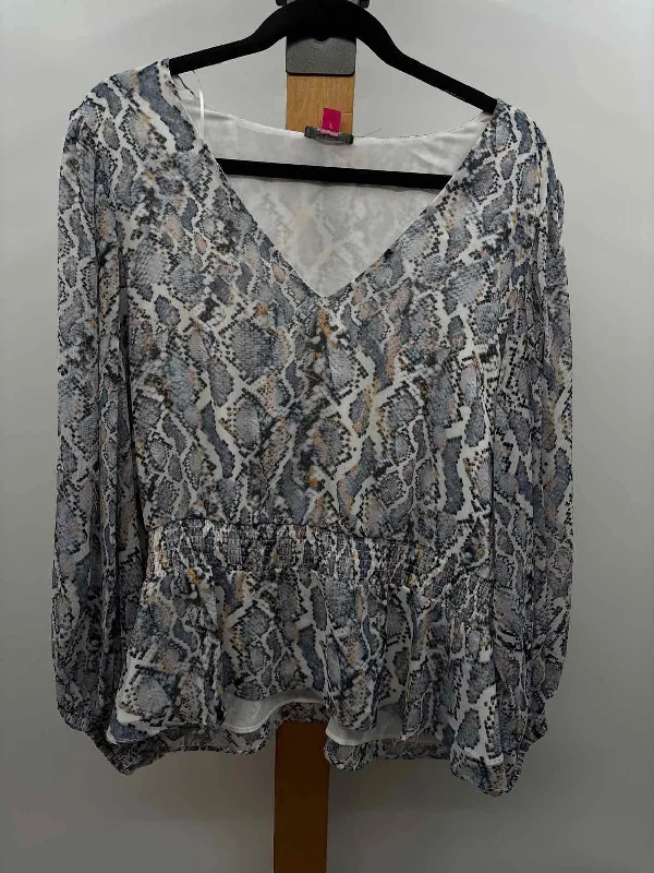 breathable women's tops for summerVince Camuto Women's Size XL Blue Snakeskin Long Sleeve Shirt