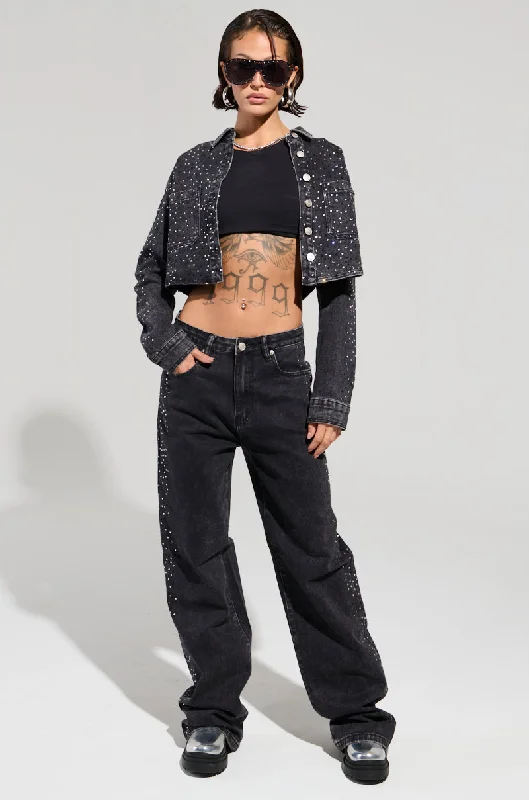 EMMIE EMBELLISHED WIDE LEG DENIM