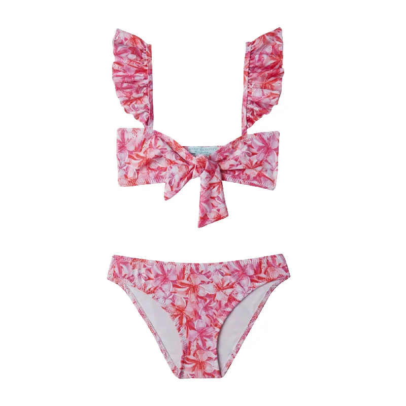 Bandeau Female SwimwearGIRL'S TIE KNOT BIKINI HIBISCUS