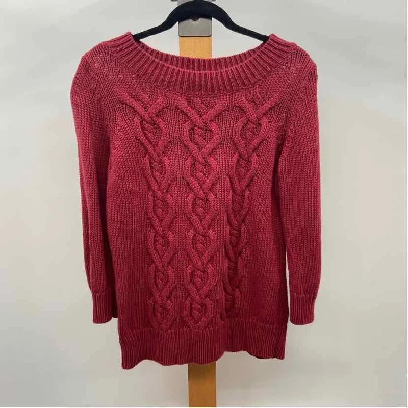 women's tops for everyday eleganceTalbots Women's Size M Red Cable Knit Sweater