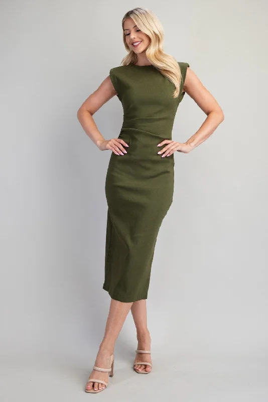 women's smart casual dressesCassandra Maxi Dress - Olive