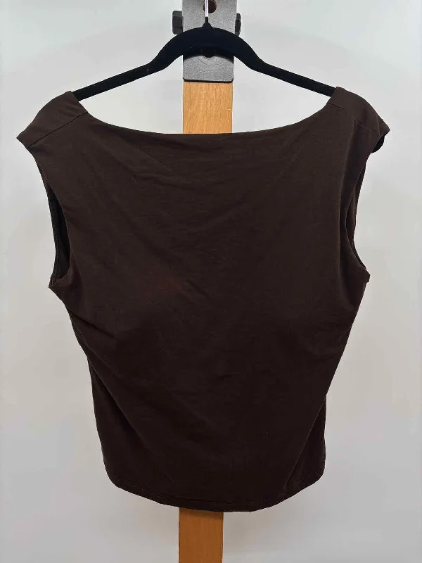 off-the-shoulder women's topsOGL Women's Size XL Brown Solid Sleeveless Shirt