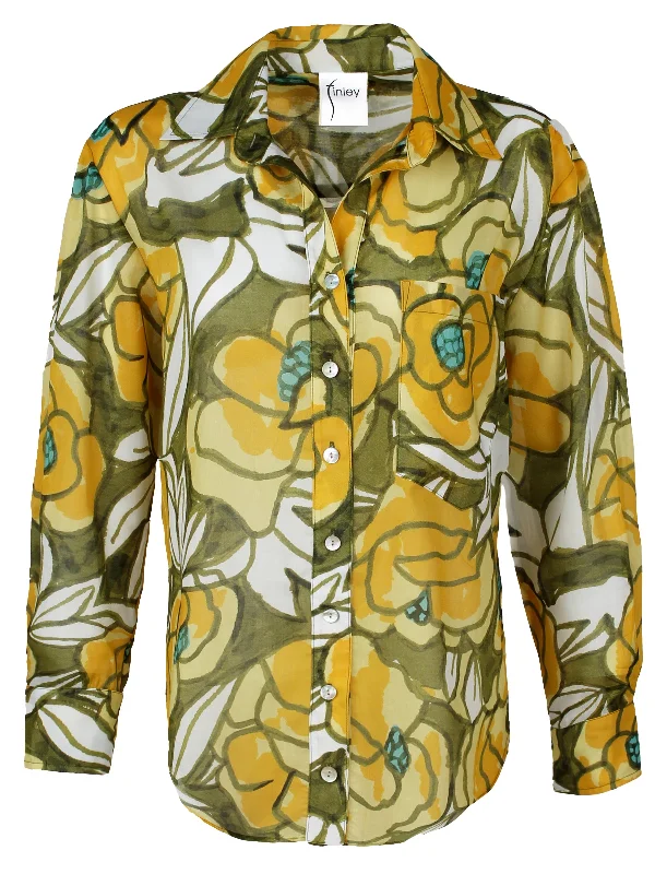 women's tops for those who want to stay cool and chic during warmer weatherAndie Shirt Rosie Roses Print Yellow/Teal